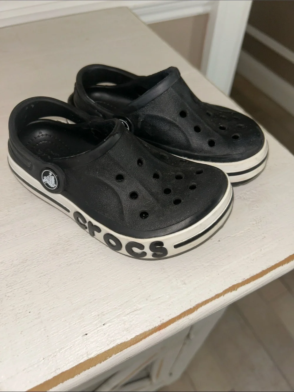 CROCS Kids Black and White Platform Clog